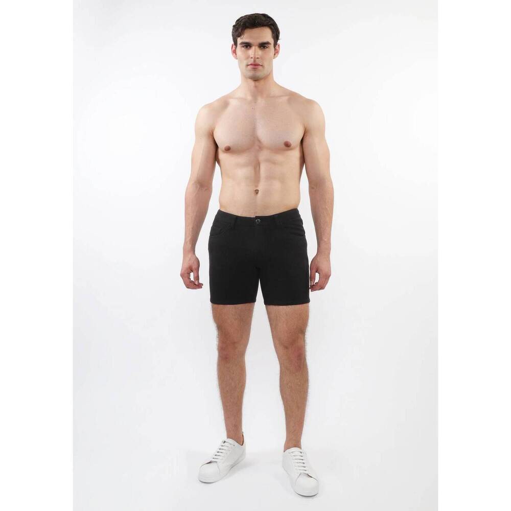 NEW STEELE men's jacquard stretch knit jeans shorts in black